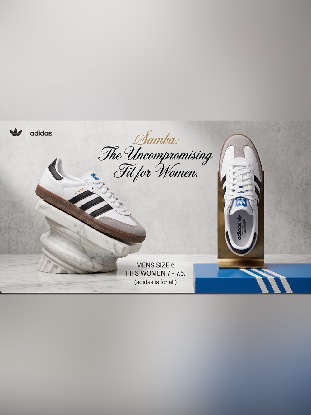 💕 ADIDAS Samba Sneakers Tennis Shoes — White with Black & Brown Accent - 6 - Picture 2 of 14